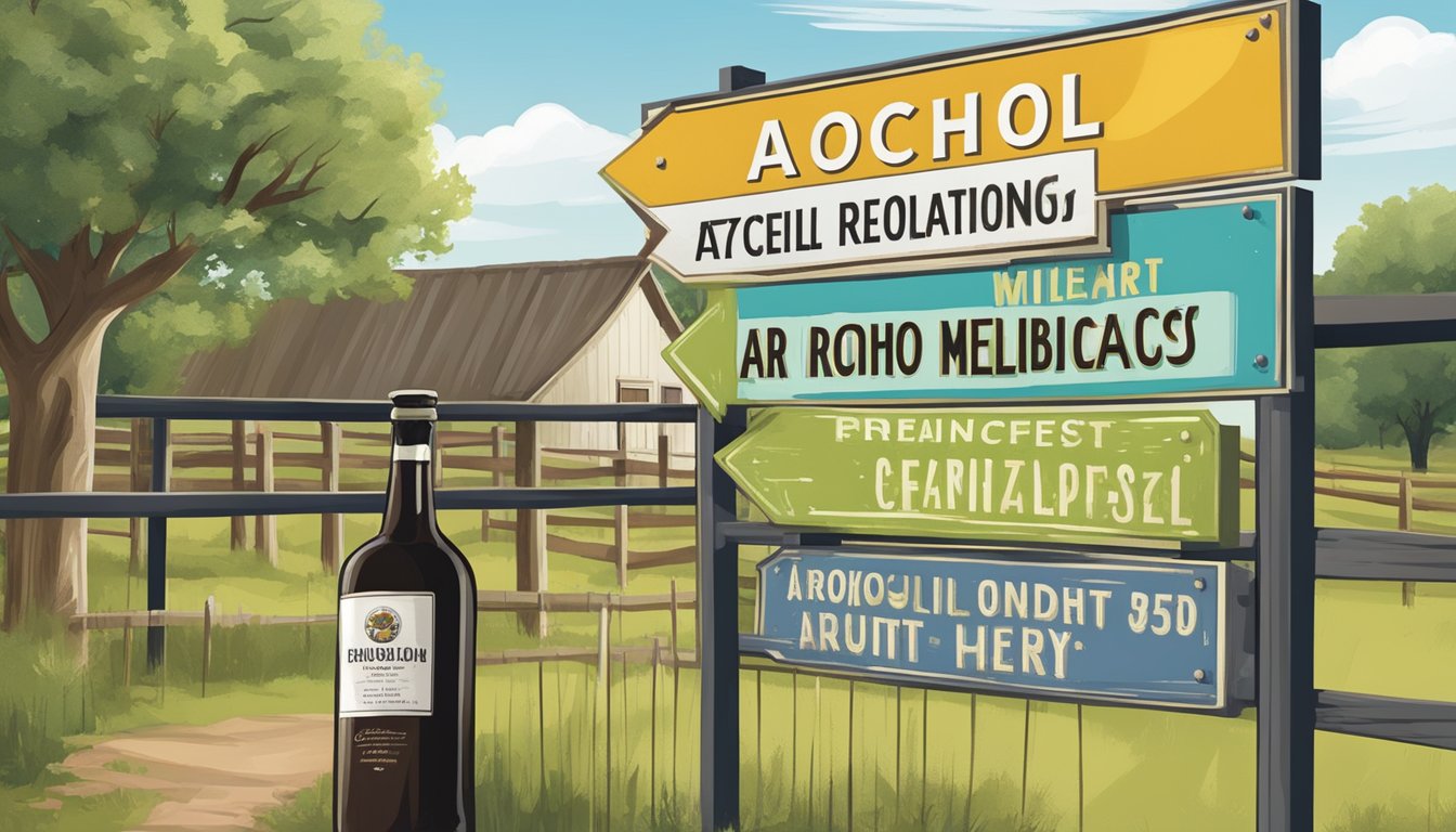 A sign displaying alcohol regulations in a rural Texas county