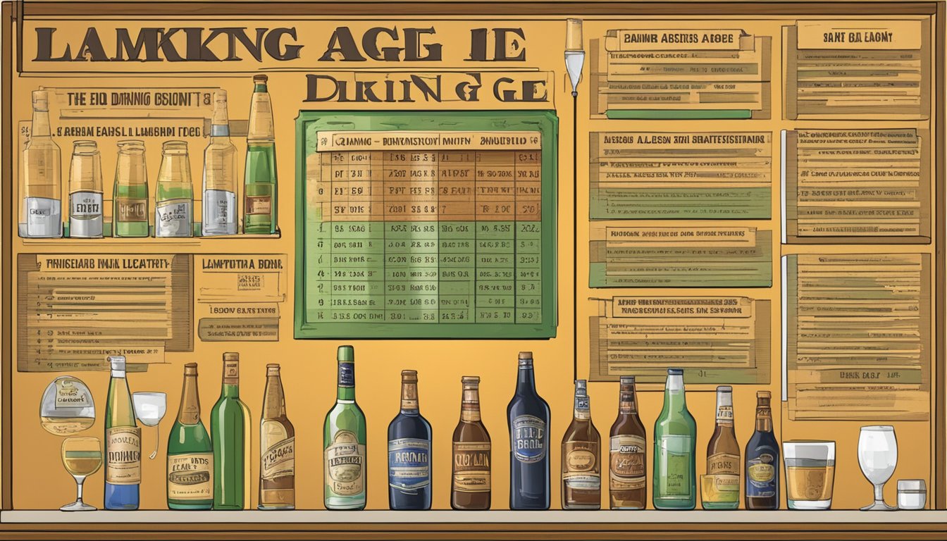 A sign displaying the legal drinking age and related restrictions in Lamar County, Texas