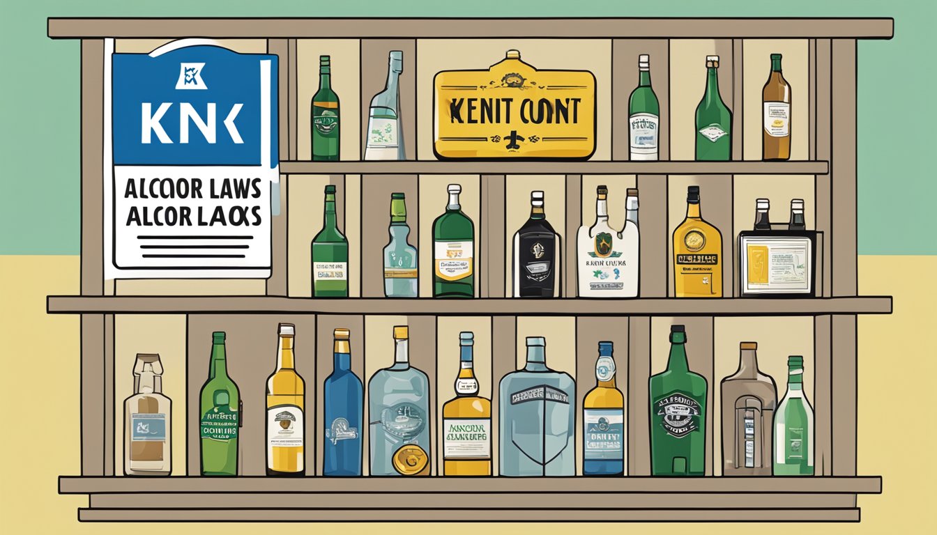 A sign displaying Kent County Alcohol Laws with a crossed-out drink symbol