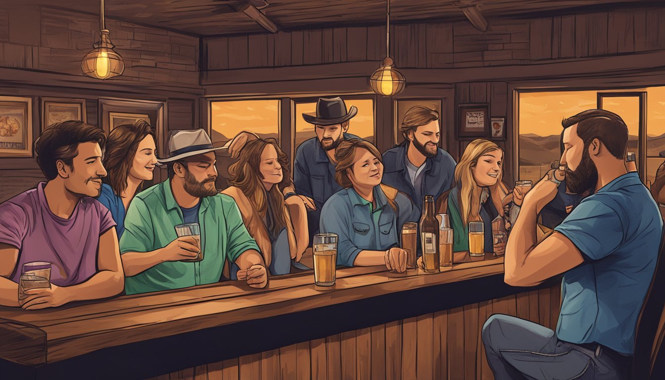 A group of people at a bar in Kaufman County, Texas, drinking alcohol