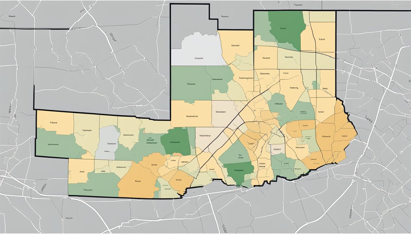 A map of Jefferson County, Texas with highlighted areas indicating different jurisdictional boundaries and alcohol-related laws