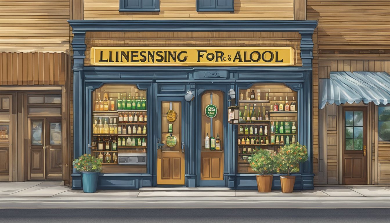 A storefront with a "Licensing for Alcohol Sales" sign in Henderson County, Texas