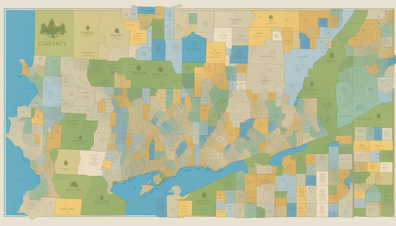 A group of county maps with varying alcohol laws highlighted