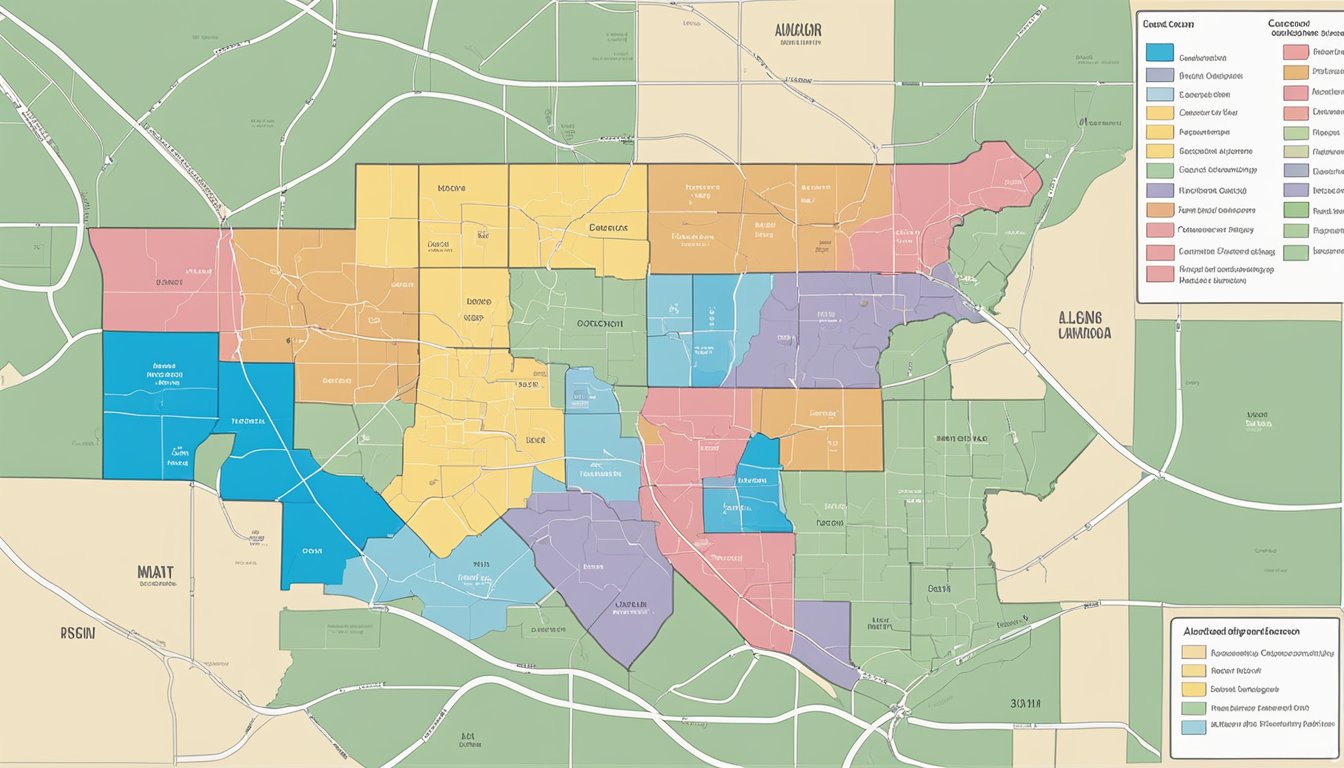 A county map with highlighted areas for alcohol licensing and permit regulations in Knox County, Texas