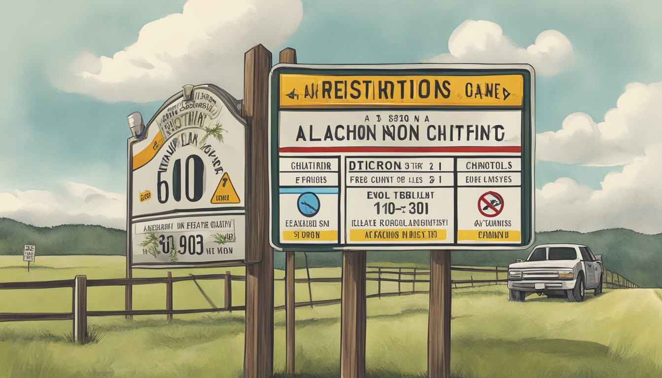 A sign displaying alcohol restrictions in Harrison County, Texas