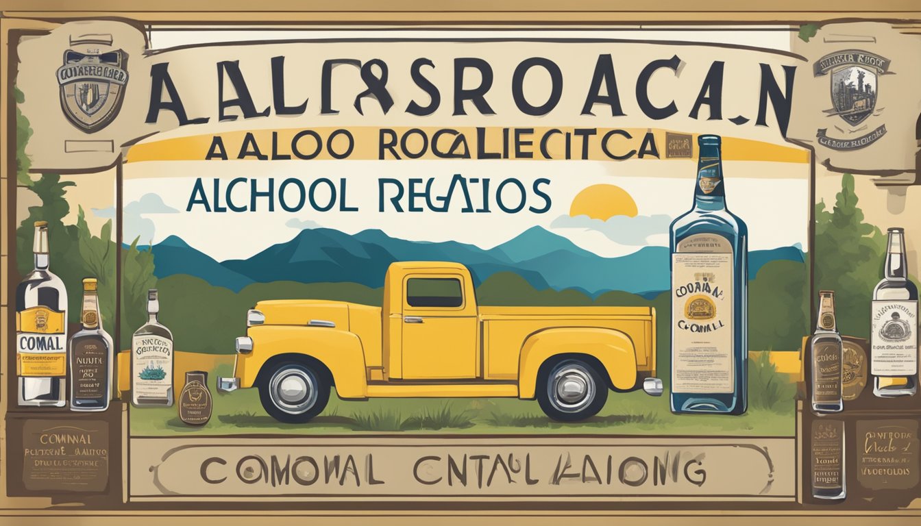 A sign displaying Comal County alcohol regulations