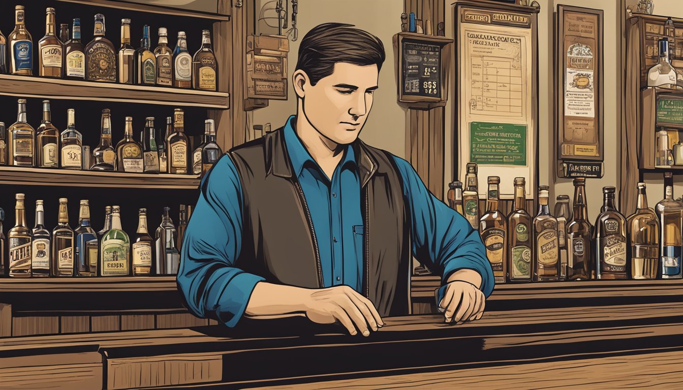 A TABC agent inspecting a bar for compliance with alcohol laws in Comal County, Texas