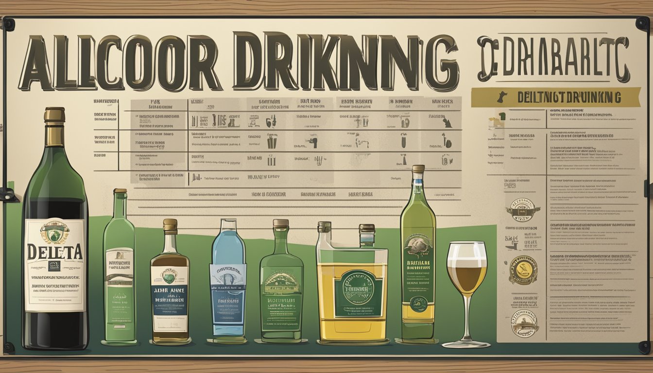 A sign displaying Delta County's alcohol and drinking regulations