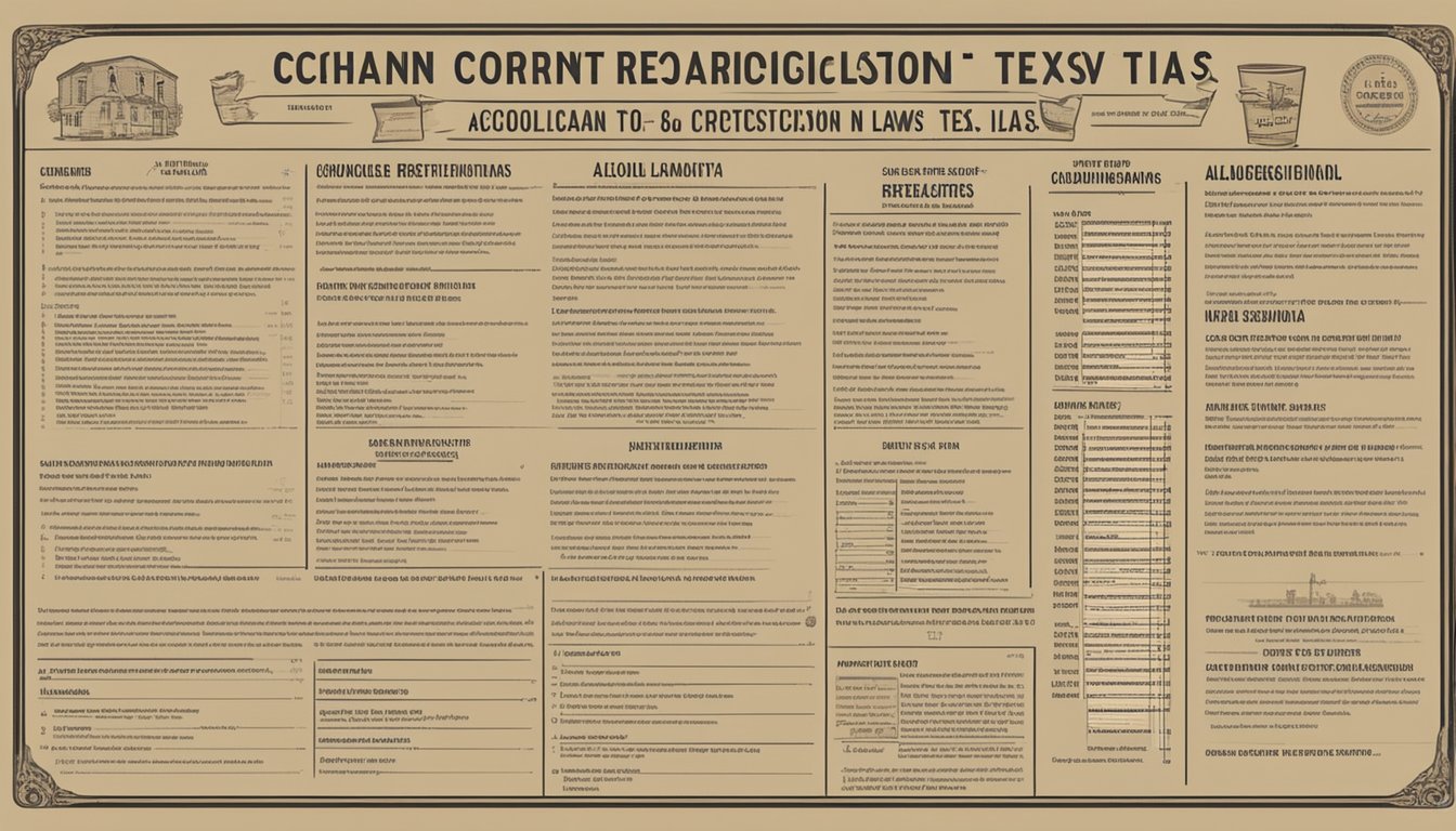 A sign displaying alcohol regulations for Cochran County, Texas, with a list of laws and restrictions