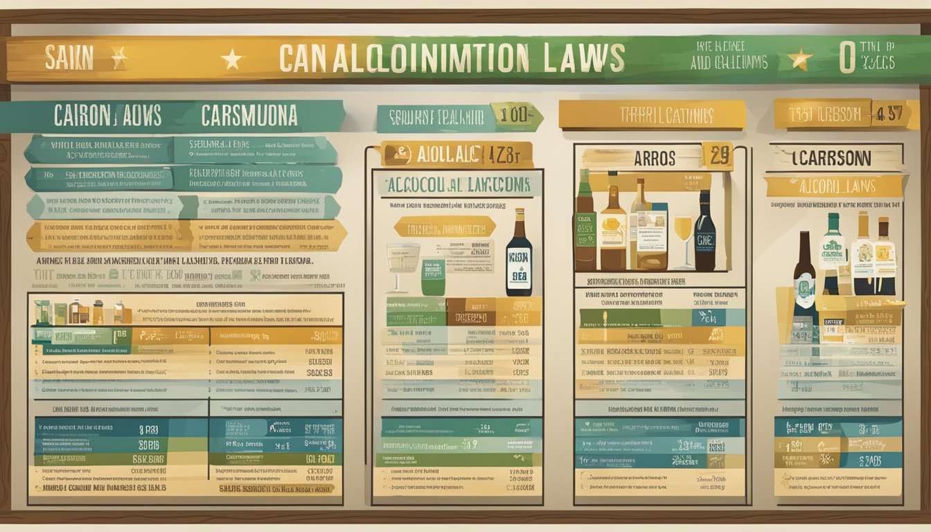 A sign displaying the alcohol sales and consumption laws for Carson County, Texas, with clear and concise information