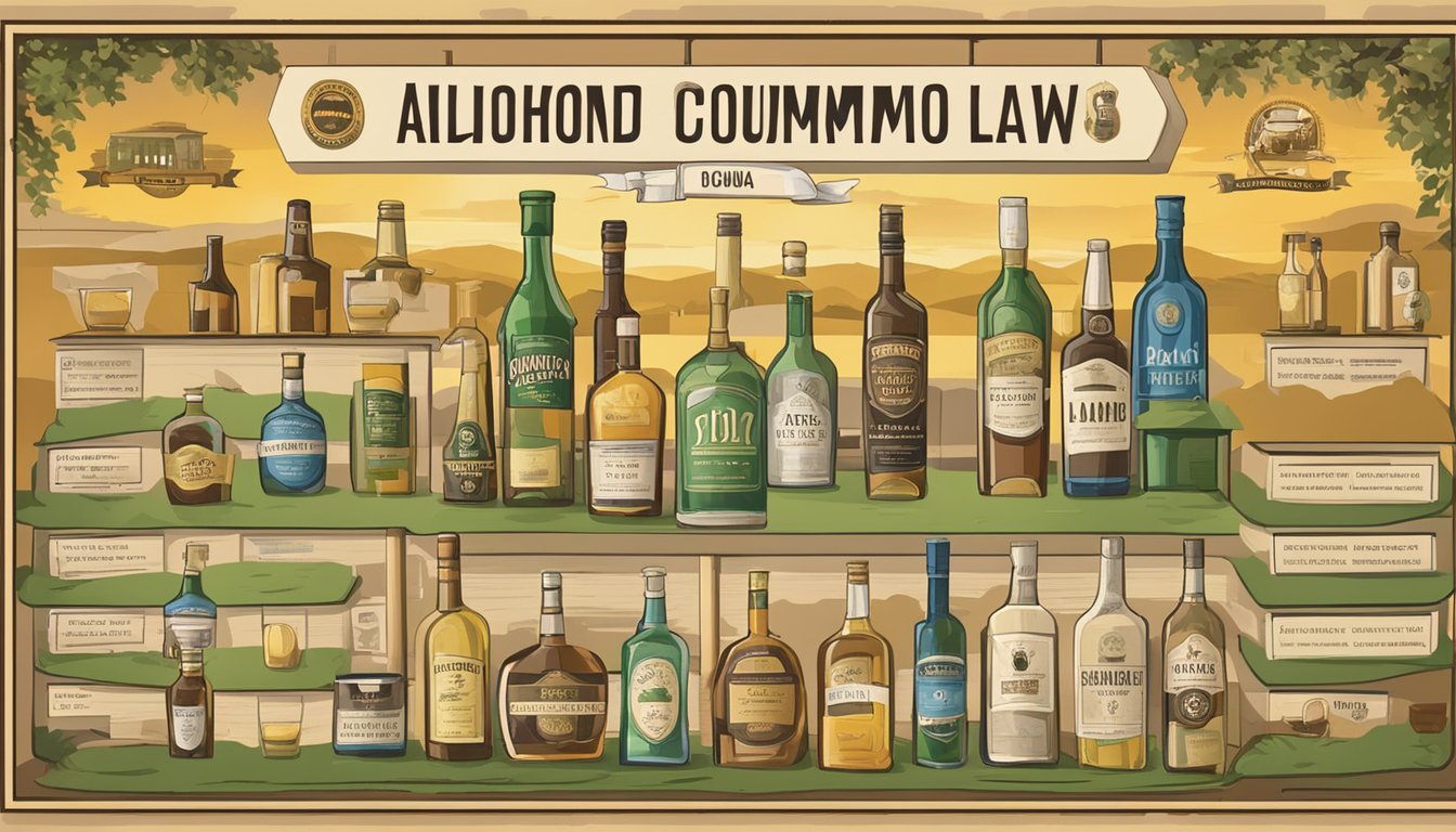 A sign displaying alcohol consumption laws and restrictions in Burnet County, Texas