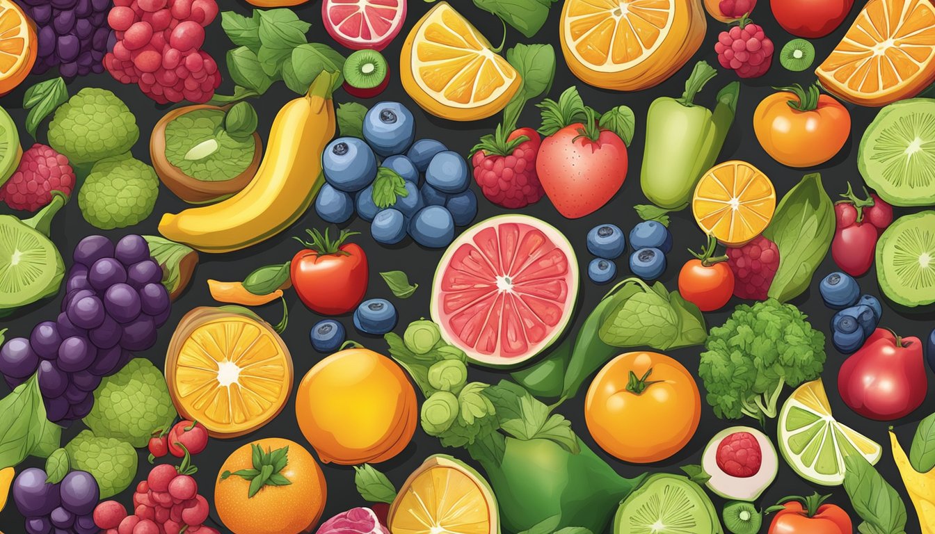 A colorful array of fresh fruits and vegetables contrasted with a selection of frozen produce, highlighting the differences in nutritional value, taste, and convenience