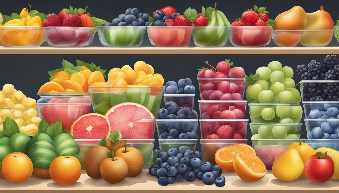 A vibrant display of fresh and frozen fruit, side by side, with a focus on their differences in nutrition, taste, and convenience