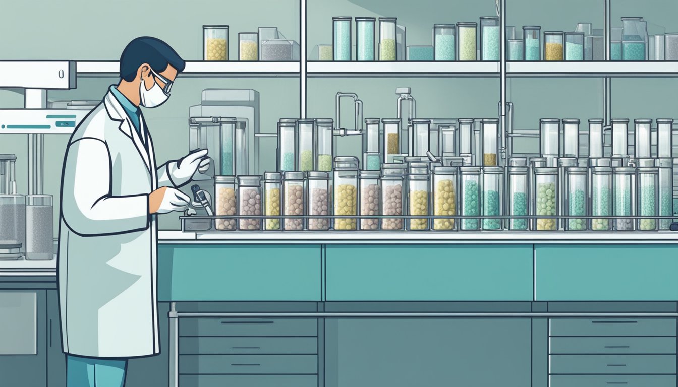 A lab technician compares frozen and fresh bone marrow samples using analytical equipment for medical research