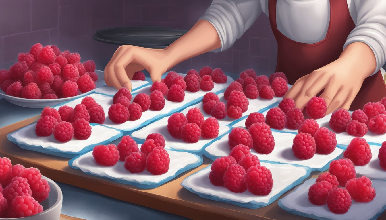 A baker selects fresh raspberries over frozen ones for a cake recipe, showcasing the impact of ingredient choice on baking success