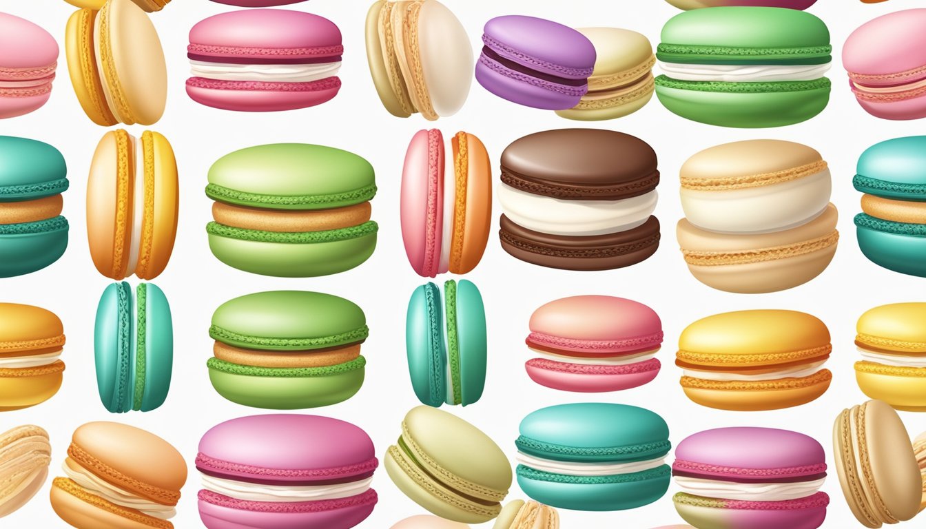 A colorful display of macarons, some fresh and delicate, others frozen and icy, showcasing the contrast in taste and texture