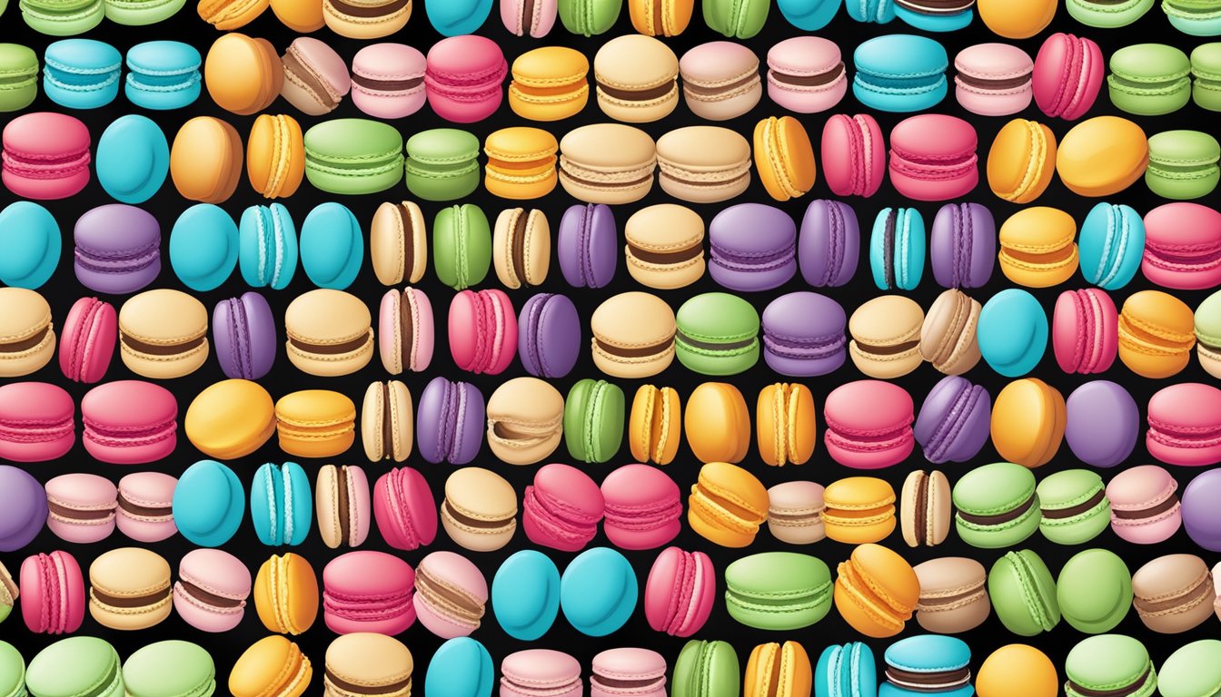 A colorful array of fresh and frozen macarons arranged in a symmetrical pattern, showcasing their various flavor profiles and textures