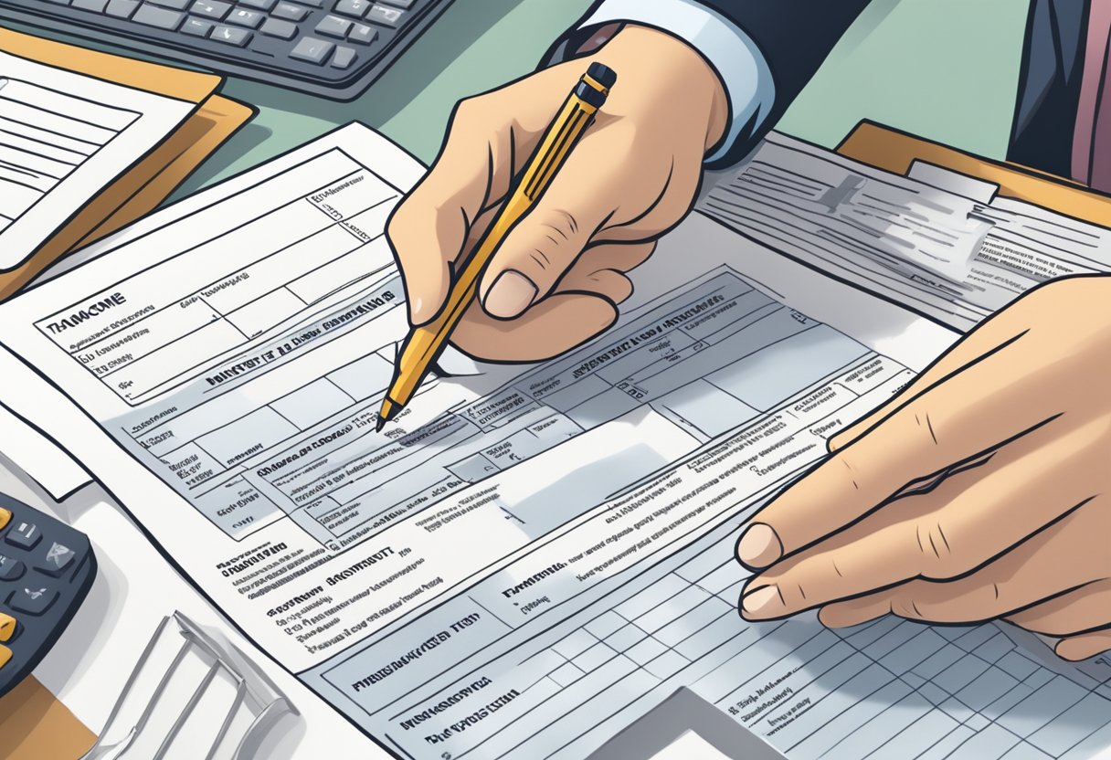 A person filling out income tax forms, with a visible focus on the Disability Tax Credit section