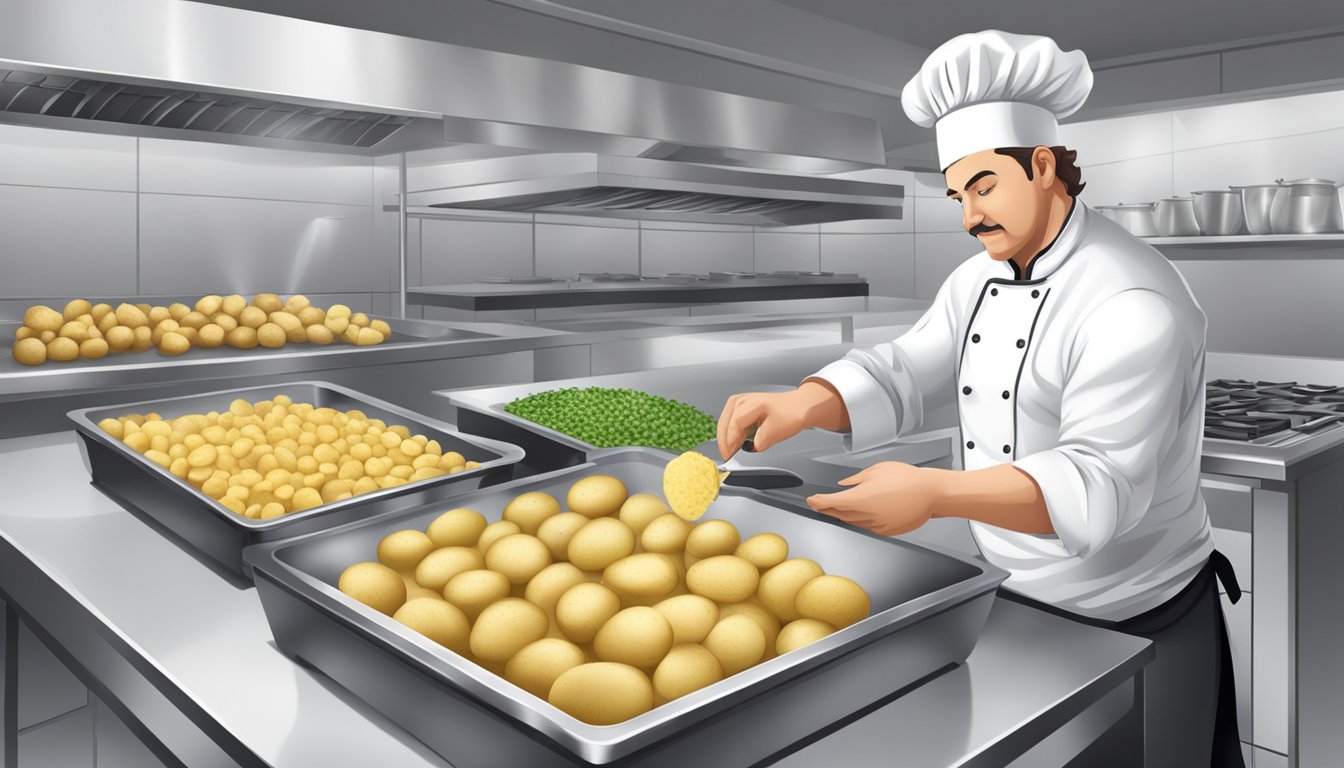 A chef prepares fresh and frozen potatoes for a cooking competition