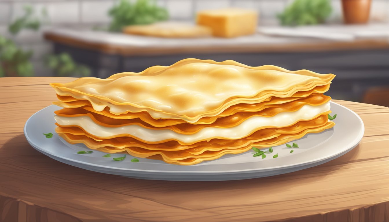 A steaming hot, golden-brown fresh lasagna sits next to a frosty, packaged frozen lasagna on a wooden table