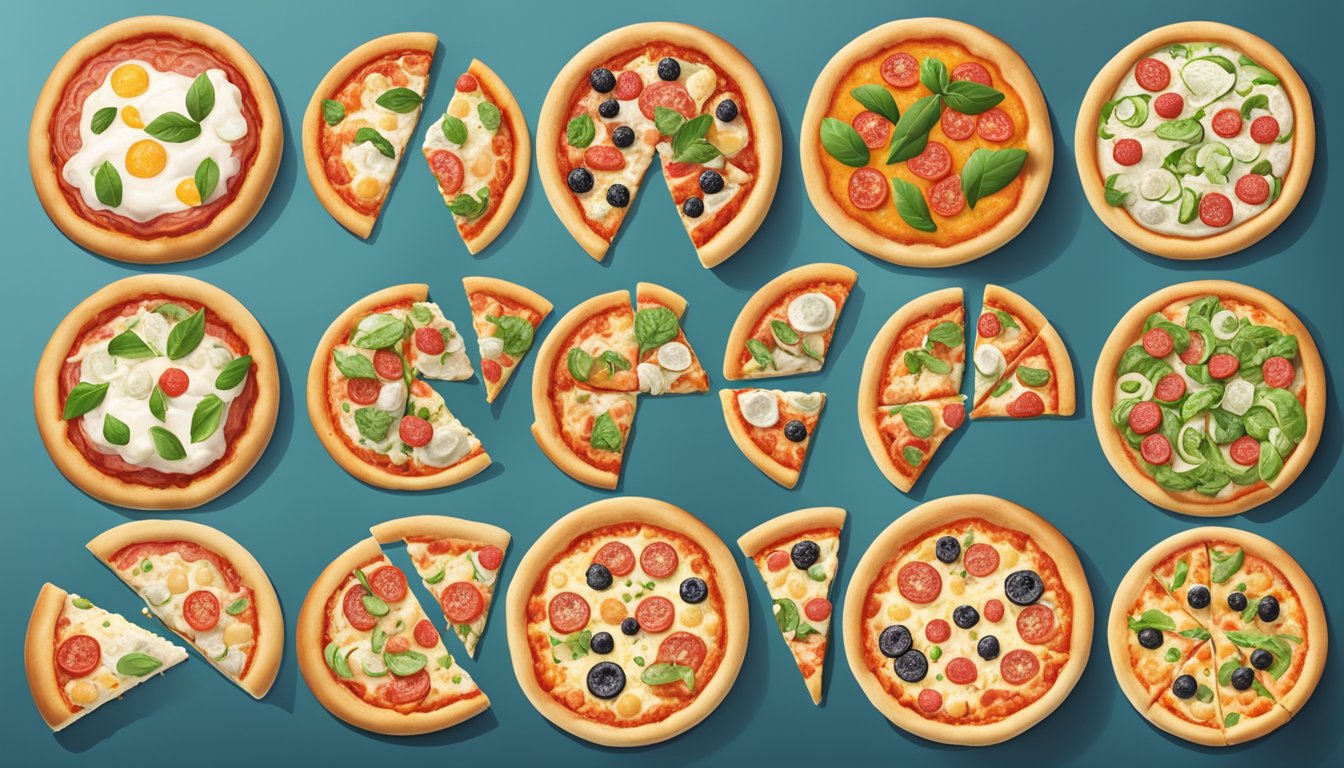 A comparison of frozen and fresh pizzas, with a focus on convenience, taste, and value. Different brands represented as market leaders and niche players