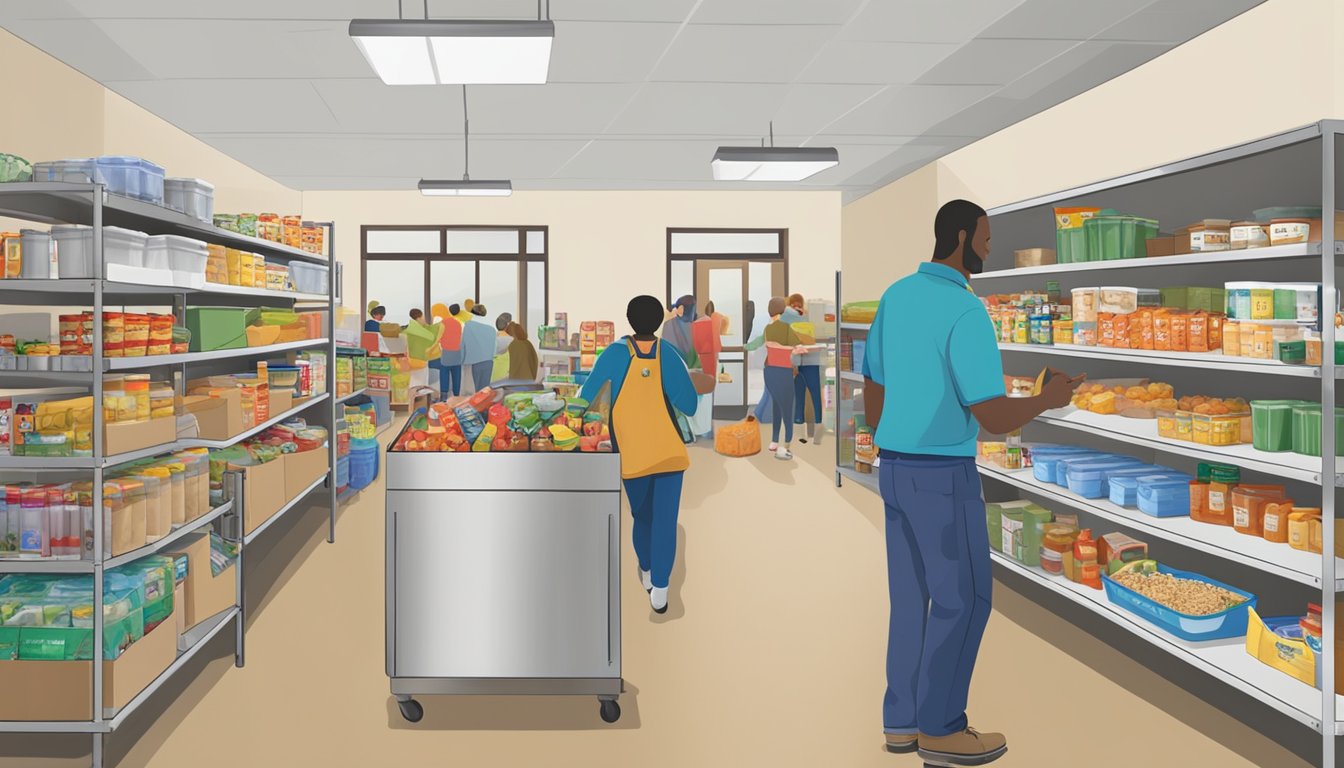 A bustling food pantry in Coryell County, Texas, where community members receive free groceries