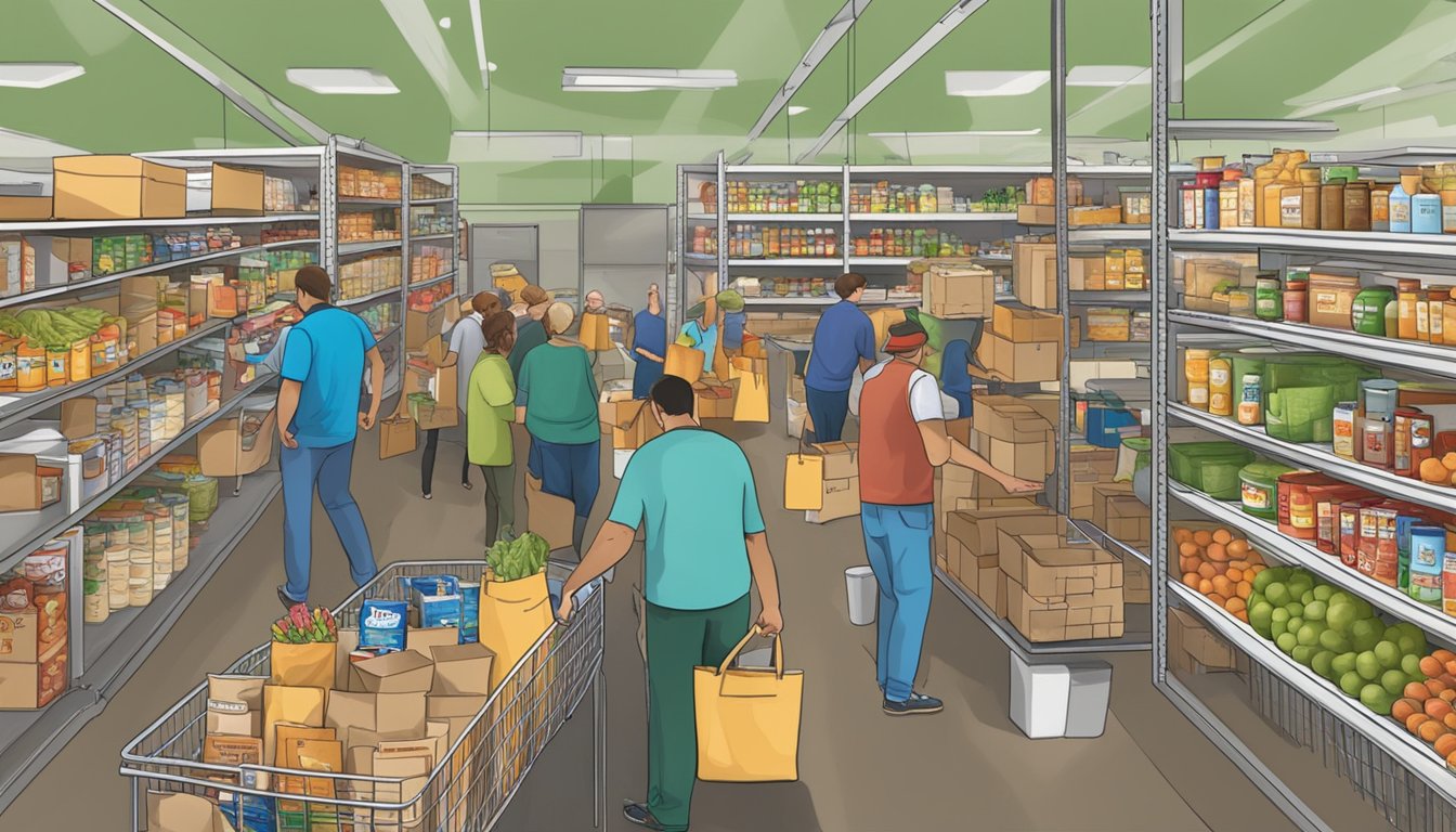 A bustling food pantry in Fisher County, Texas, providing free groceries to special populations in need