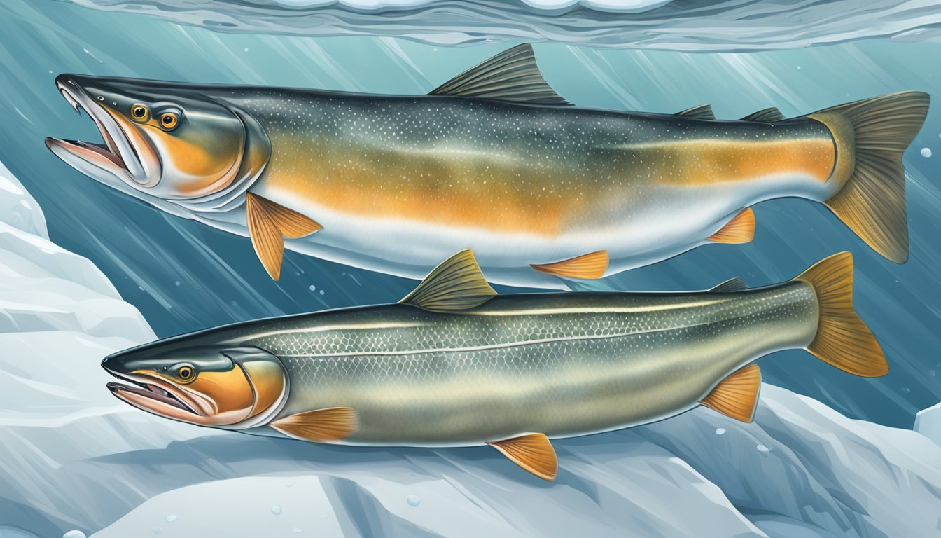 An Arctic Char hunting and devouring another Arctic Char in the icy waters of the Arctic