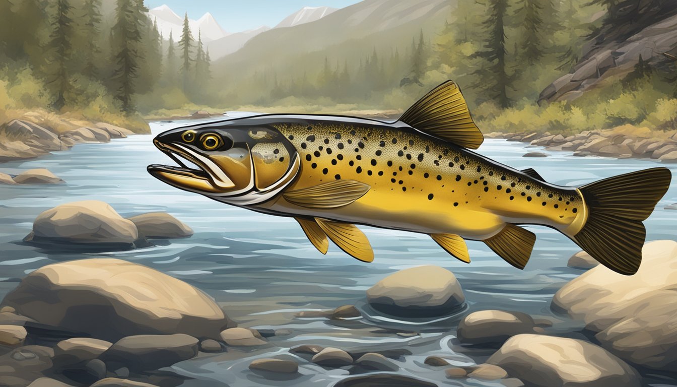 An Apache Trout catching and eating another Apache Trout in a clear mountain stream