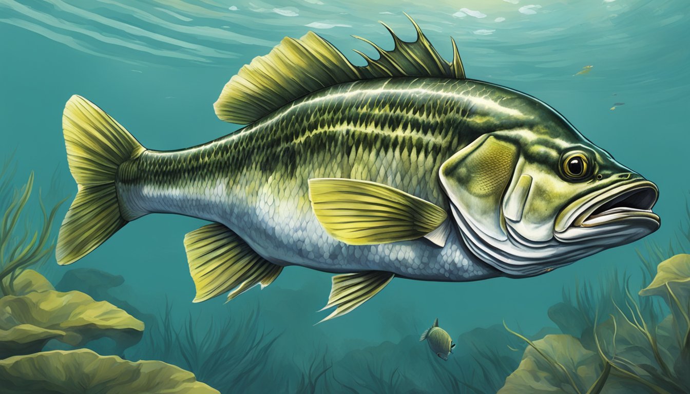 A Guadalupe bass hunting and consuming prey underwater