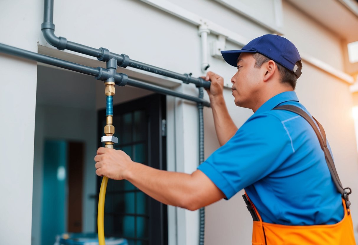 A plumber fixing a leaky pipe in a Subang Jaya home