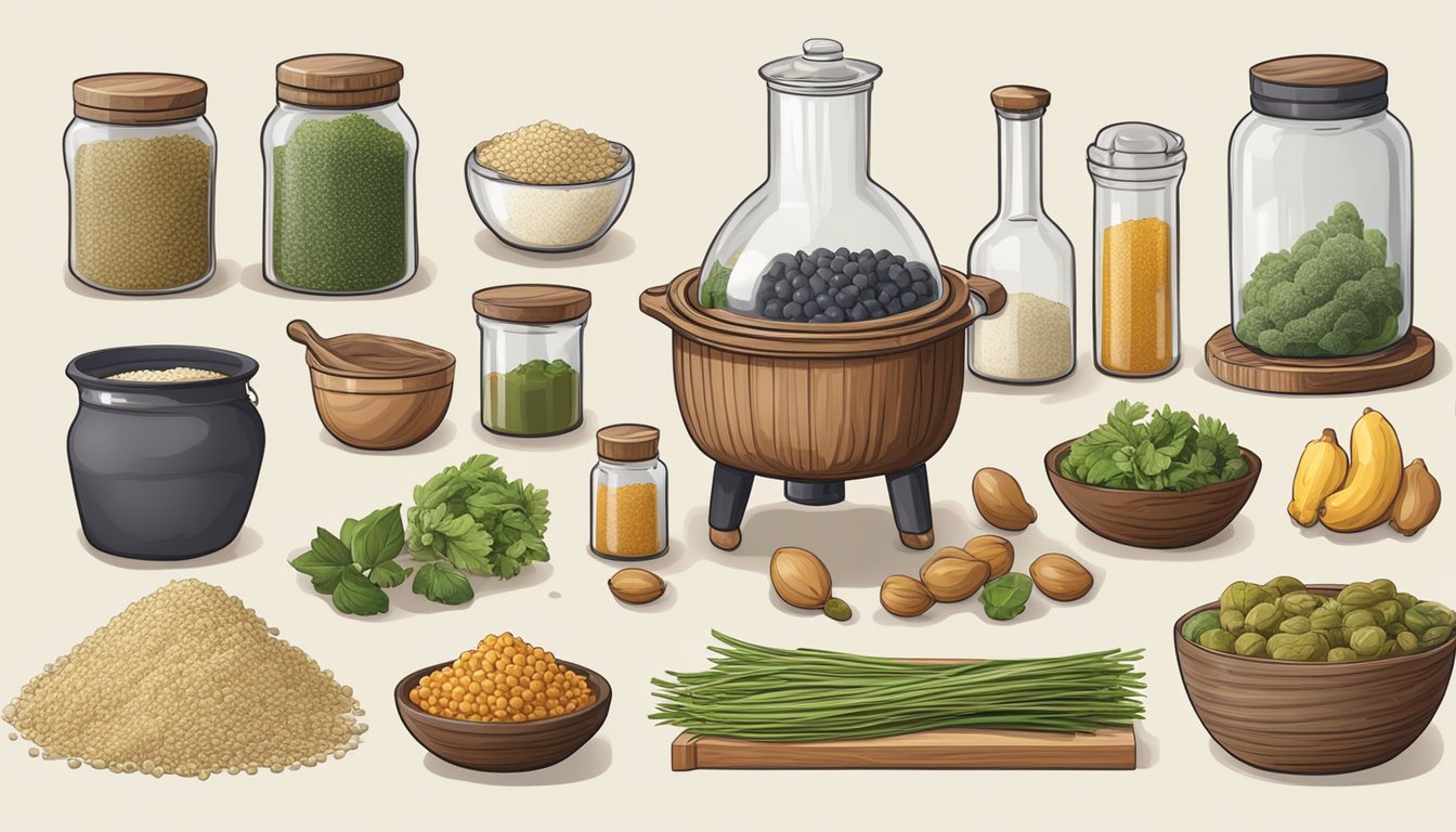 A table with sujuk ingredients and equipment for fermenting