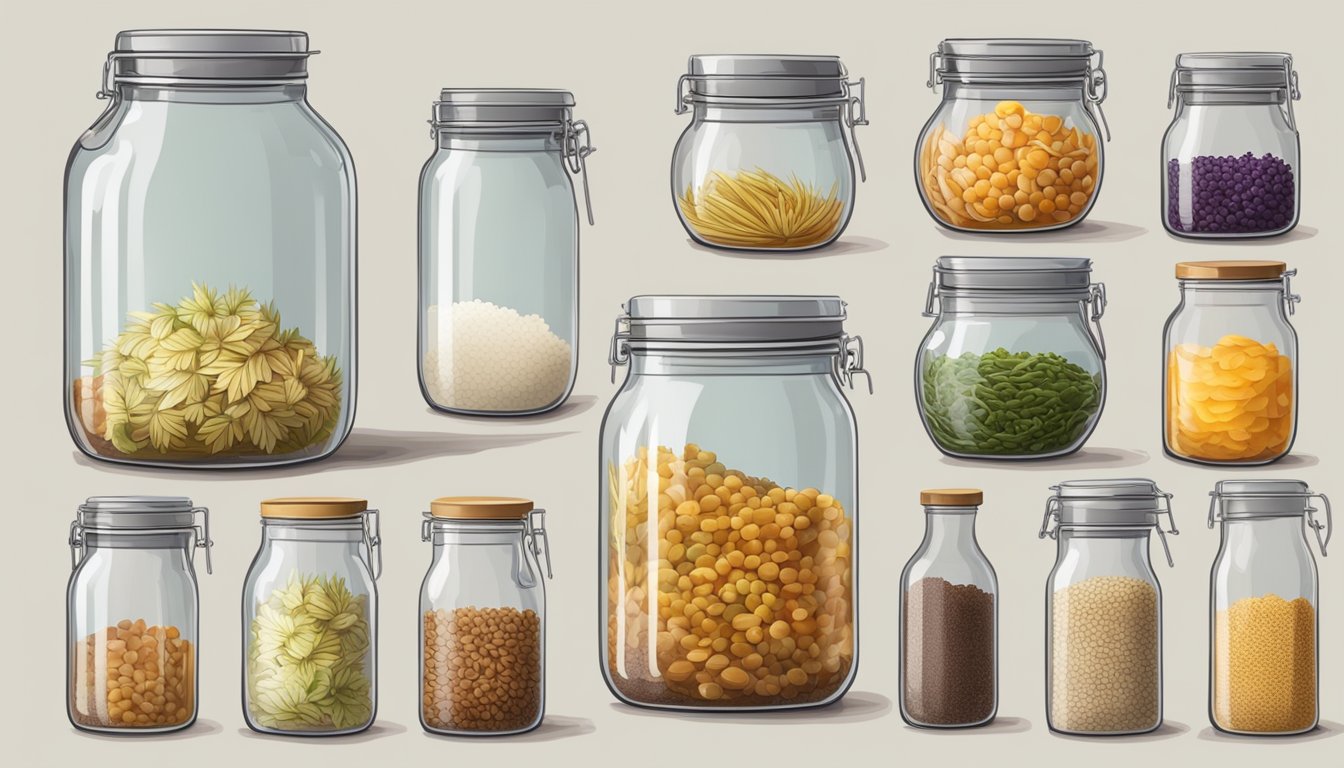 A clear glass jar filled with fermenting basi, surrounded by various ingredients and utensils for the fermentation process