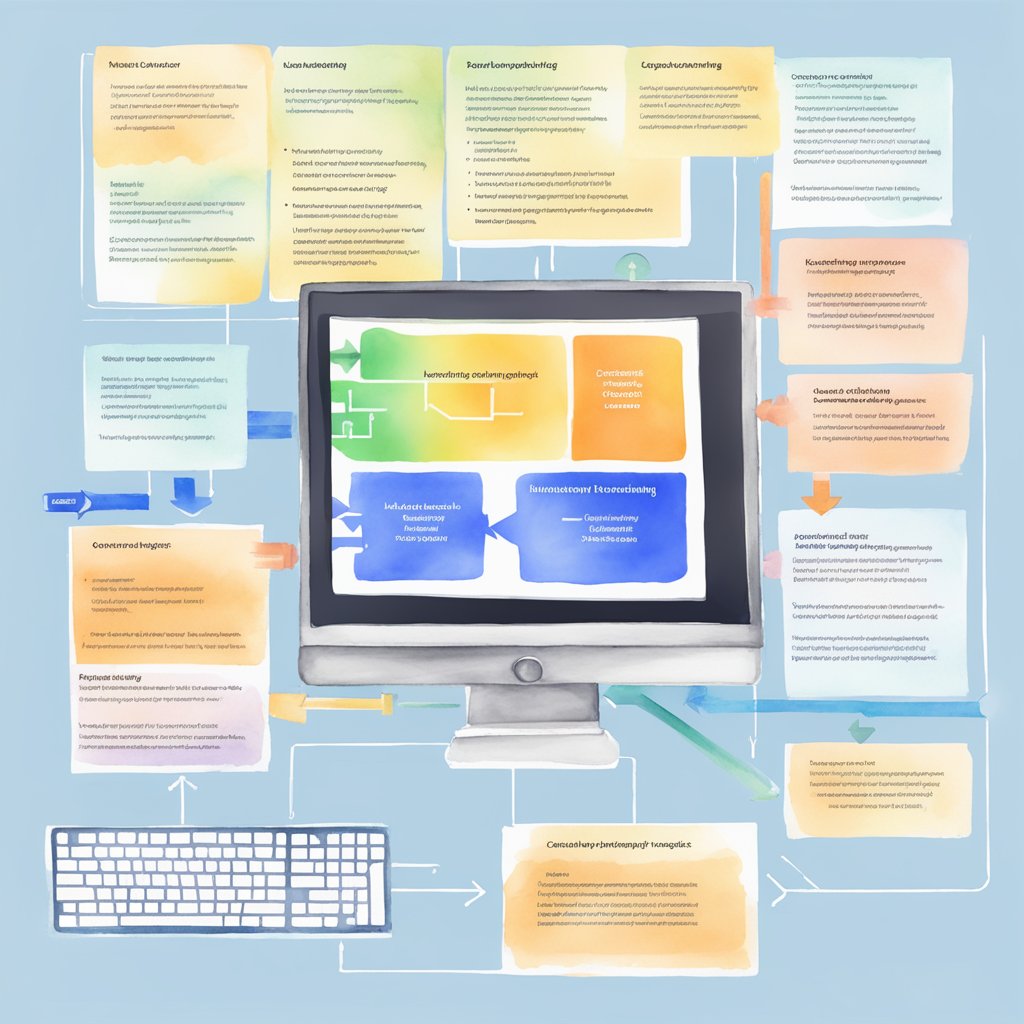 A computer screen displaying a flowchart connecting LDMC support to content strategy and inbound marketing