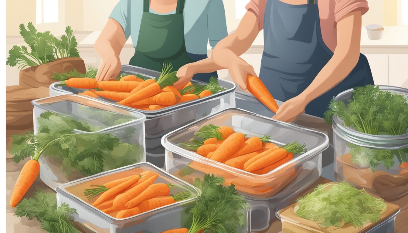 Carrots being harvested, washed, peeled, and sliced. Jars being filled with carrots and sealed. Jars placed in a pressure canner. Enjoying canned carrots at the dinner table