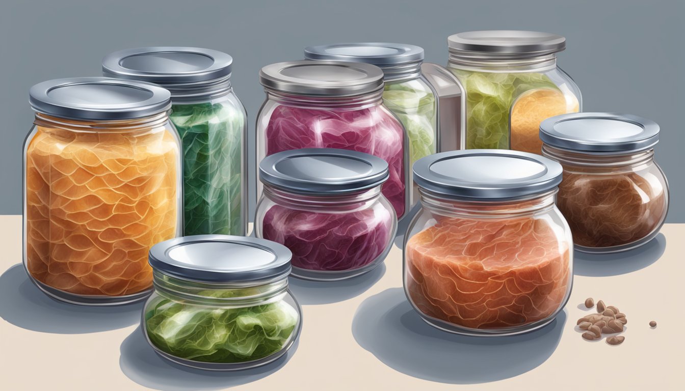 Ostrich meat being sealed in glass jars with metal lids