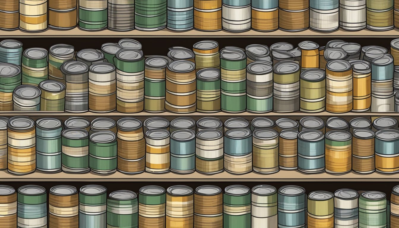 A pantry shelf filled with rows of canned wild goose, labeled and dated for long-term storage