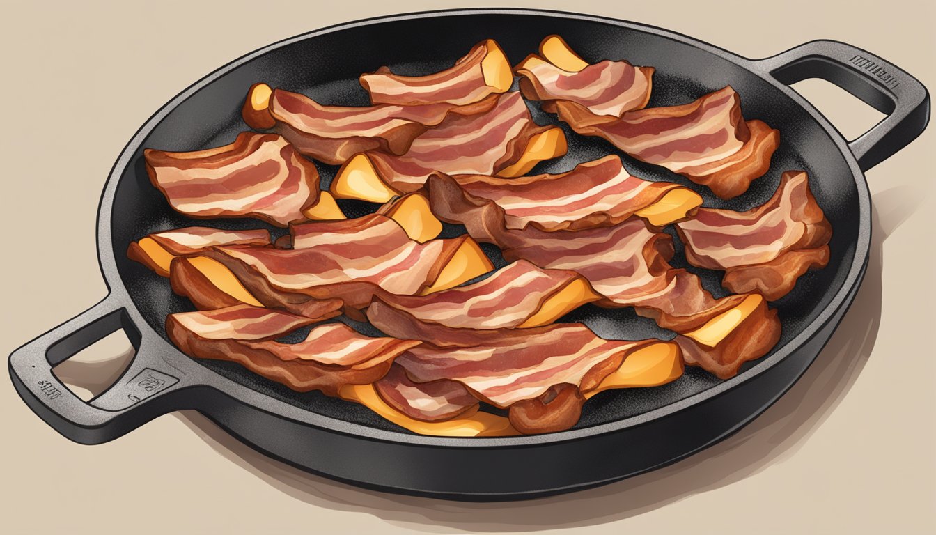 A sizzling skillet with thick-cut smoked Texas-style bacon