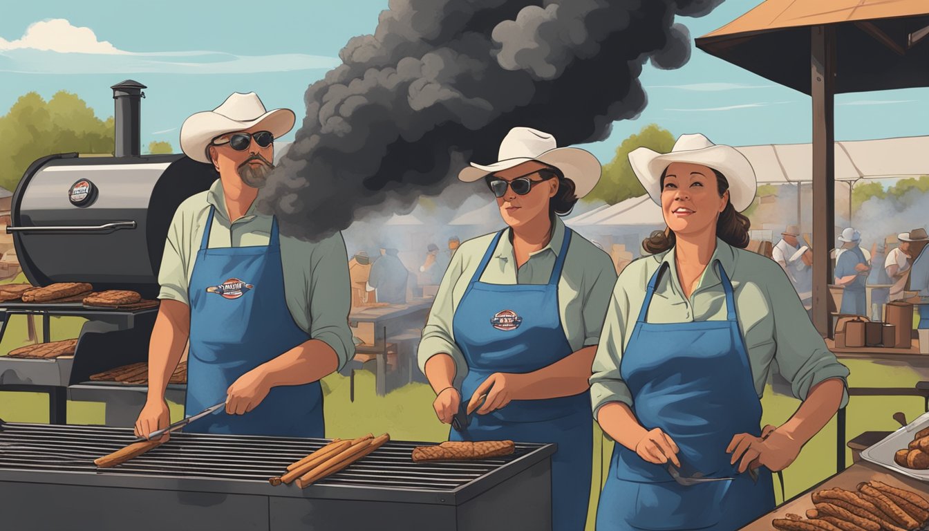 Smoke billows from steel smokers, revealing the pride of lady pitmasters in the Texas BBQ scene