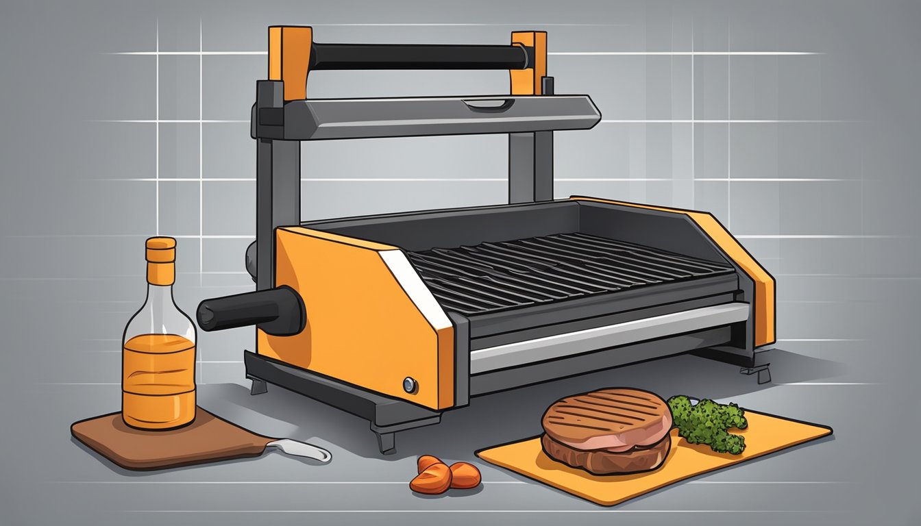 A grill press is used to evenly cook BBQ meats on a sizzling hot grill, creating those perfect grill marks and ensuring tender, juicy meat, Texas BBQ style