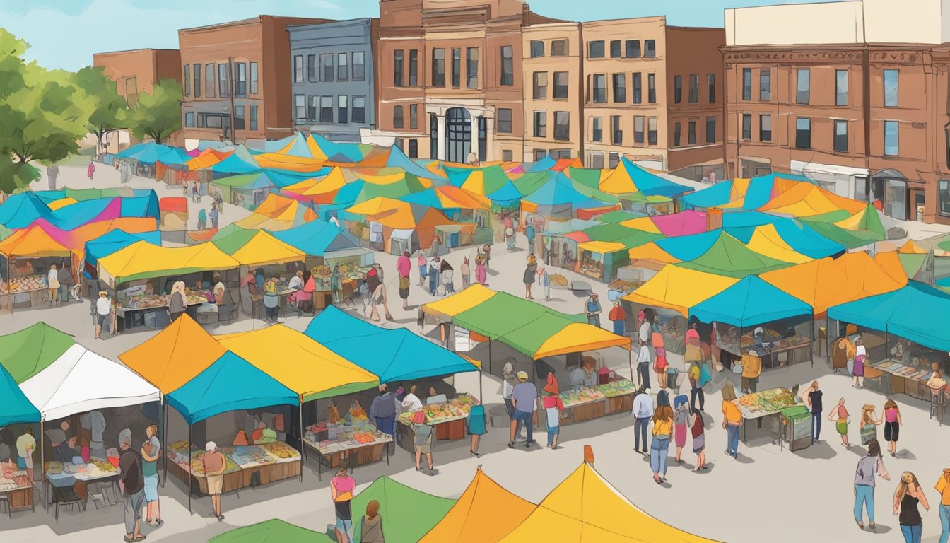 Colorful tents and food stands fill the Sioux City Art Center's ArtSplash festival, with people enjoying delicious treats and live music