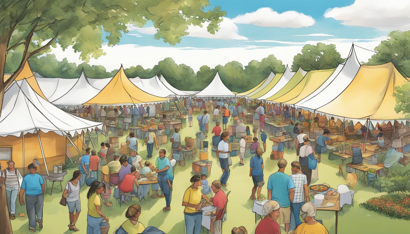 Vibrant tents line the festival grounds, offering traditional Nanticoke cuisine. The air is filled with the aroma of sizzling fry bread and savory stews