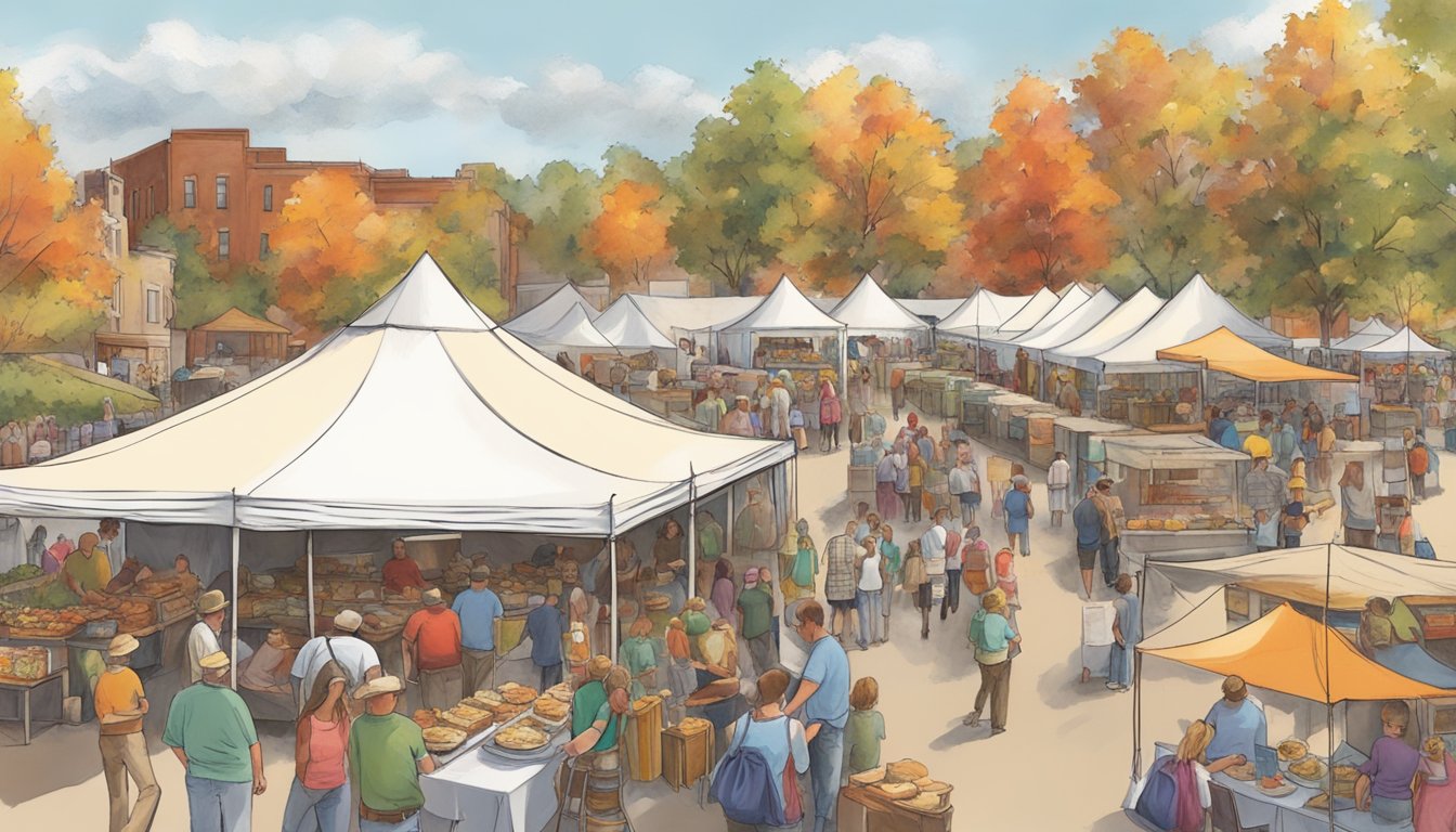 Vibrant tents line the streets, offering a variety of delectable dishes. The aroma of sizzling meats and sweet treats fills the air as visitors sample the best of Minnesota's culinary delights at the Red Wing Fall Festival of the Arts