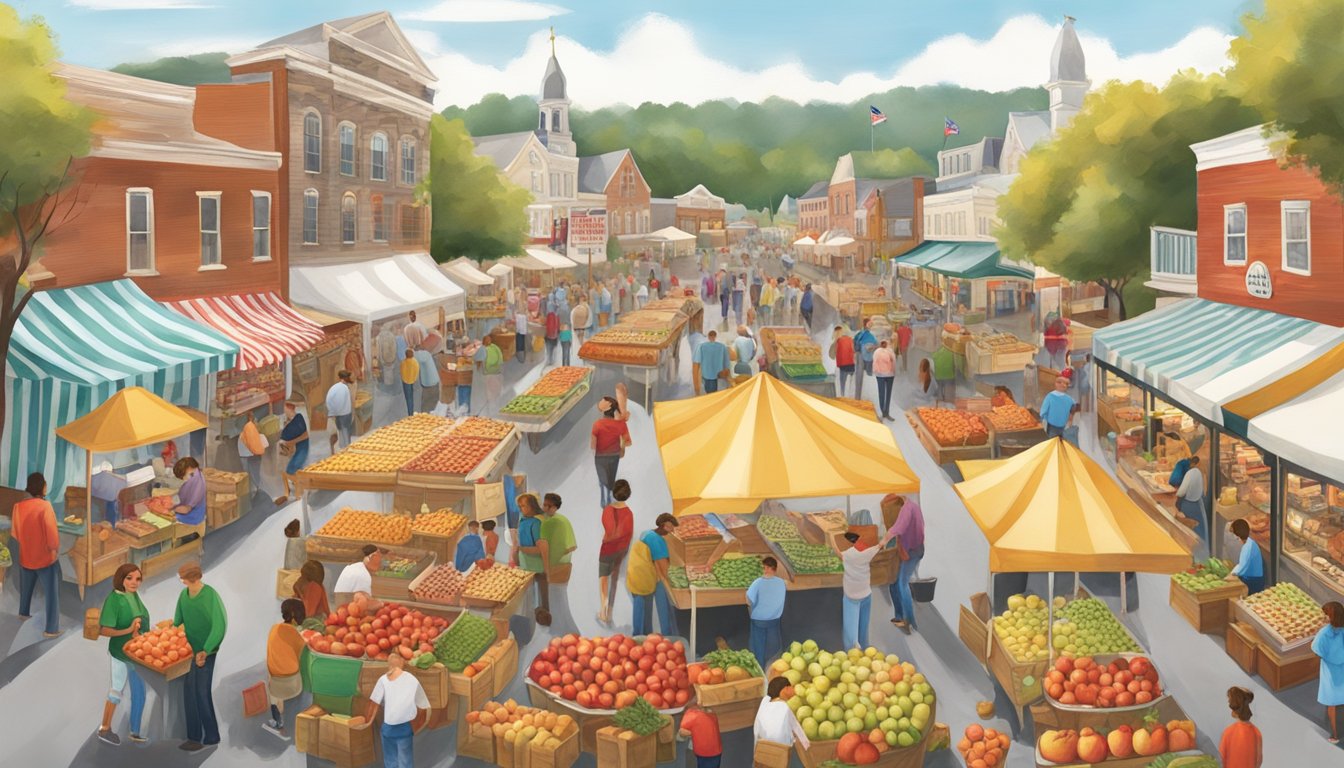 Colorful vendors display fresh apples and delicious apple-themed treats at the bustling North Carolina Apple Festival. The aroma of sweet and savory dishes fills the air