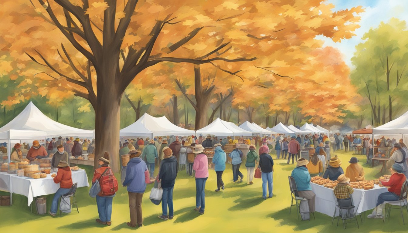 Crowds gather under a canopy of maple trees, indulging in a variety of sweet treats and savory dishes at the Chardon Maple Syrup Festival