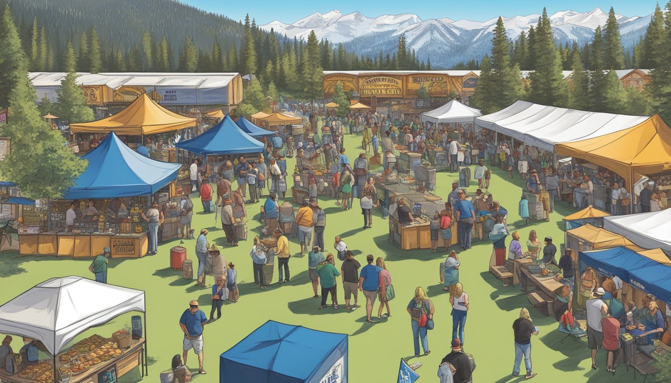 Crowds gather under the Nevada sun, sampling a variety of food and drink at Tahoe Brewfest, with vendors and booths lining the festival grounds