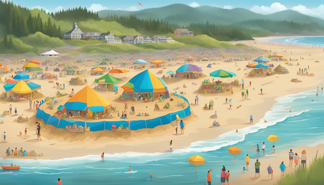 The Cannon Beach Sandcastle Contest features the best food festivals in Oregon, with colorful tents and delicious treats lining the sandy shore