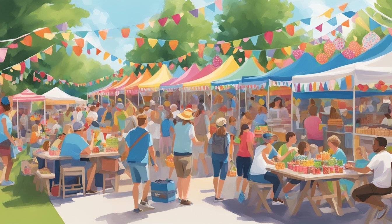 Crowds gather at Cedarburg Strawberry Festival, sampling sweet treats and enjoying live music amidst colorful food stalls and festive decorations