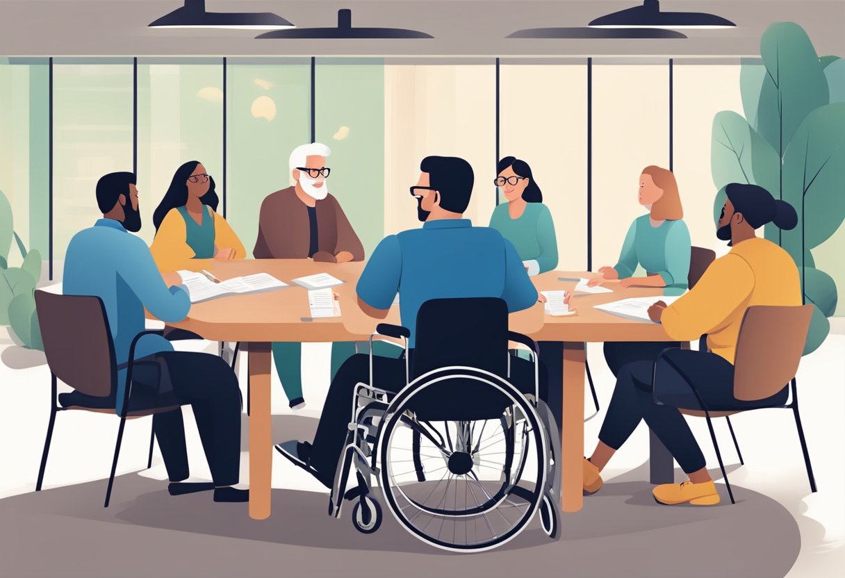 A group of people discussing and debating the eligibility criteria for the Disability Tax Credit, with various misconceptions being shared and clarified