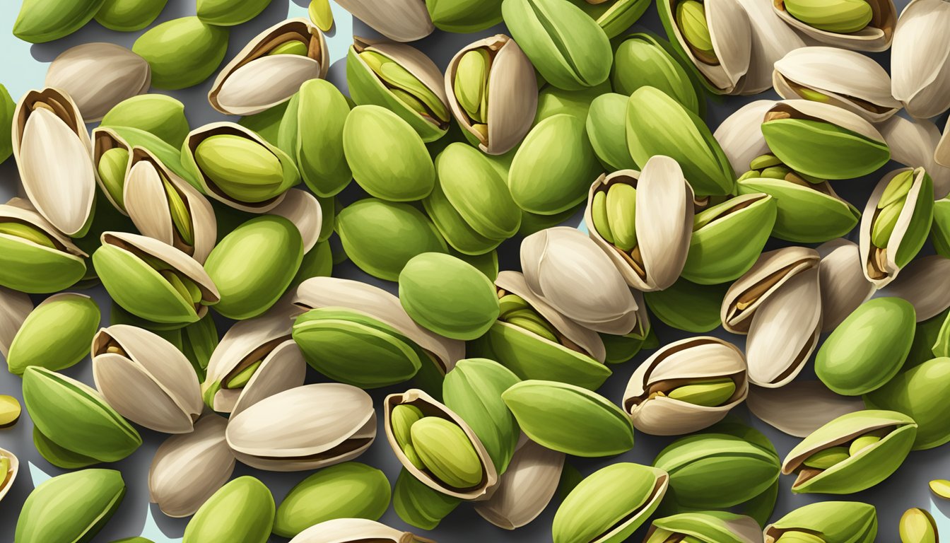 A pile of empty pistachio shells surrounds multiple open bags of Wonderful Pistachios, scattered on a table